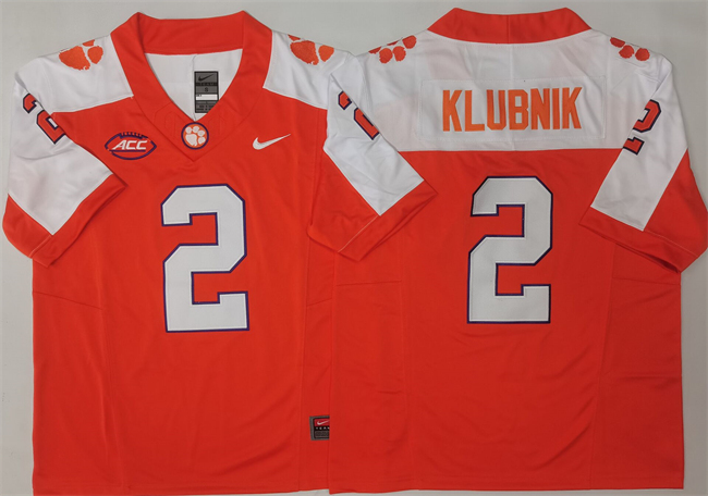Men's Clemson Tigers #2 Cade Klubnik Orange White F.U.S.E. Stitched Football Jersey Men's Clemson Tigers #2 Cade Klubnik Orange White F.U.S.E. Stitched Football Jersey