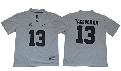 Crimson Tide #13 Tua Tagovailoa Gridiron Gray Limited Stitched NCAA Jersey Crimson Tide #13 Tua Tagovailoa Gridiron Gray Limited Stitched NCAA Jersey