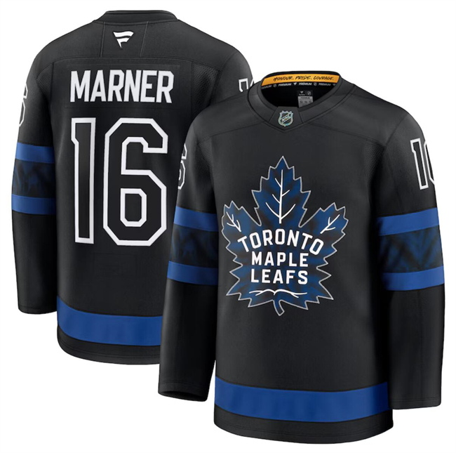 Men's Toronto Maple Leafs #16 Mitchell Marner Black 2024-25 Alternate Stitched Hockey Jersey Men's Toronto Maple Leafs #16 Mitchell Marner Black 2024-25 Alternate Stitched Hockey Jersey