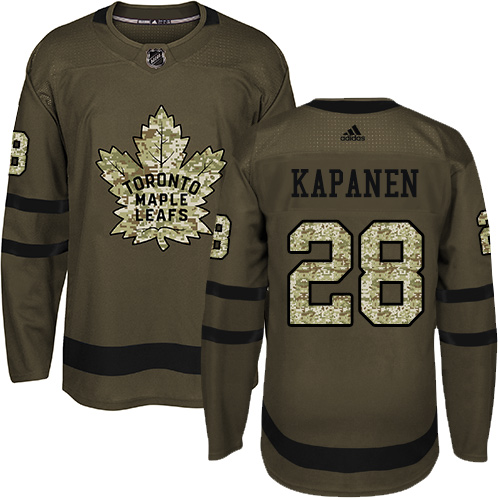 Adidas Maple Leafs #28 Kasperi Kapanen Green Salute to Service Stitched NHL Jersey