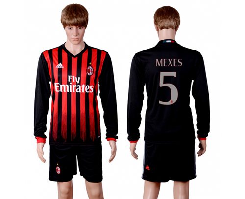 AC Milan #31 Antonelli Home Long Sleeves Soccer Club Jersey