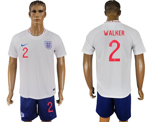 England #2 Walker Home Soccer Country Jersey