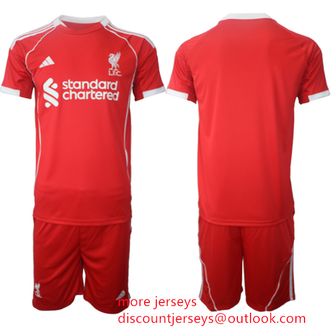 Men's Liverpool Blank 2025 Red Home Soccer Jersey Suit