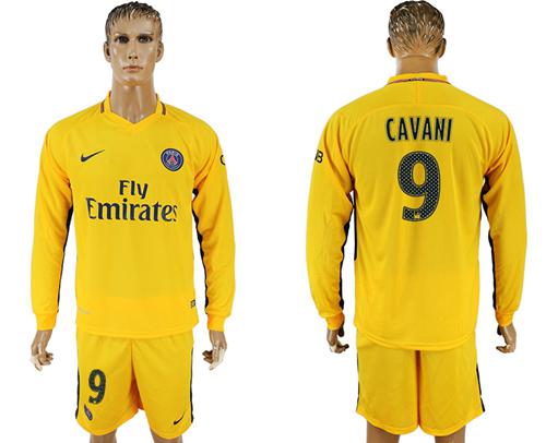 Paris Saint-Germain #9 Cavani Away Long Sleeves Soccer Club Jersey Paris Saint-Germain #9 Cavani Away Long Sleeves Soccer Club Jersey