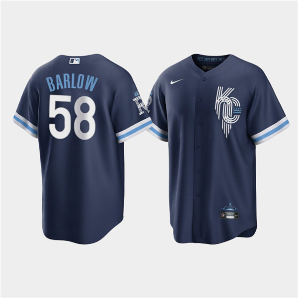 Men's Kansas City Royals #58 Scott Barlow 2022 Navy City Connect Cool Base Stitched Jersey Men's Kansas City Royals #58 Scott Barlow 2022 Navy City Connect Cool Base Stitched Jersey
