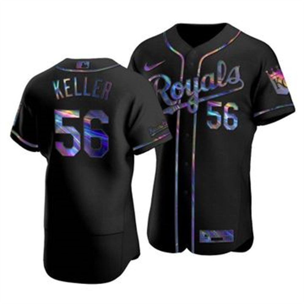 Kansas City Royals #56 Brad Keller Men's Nike Iridescent Holographic Collection MLB Jersey - Black Kansas City Royals #56 Brad Keller Men's Nike Iridescent Holographic Collection MLB Jersey - Black