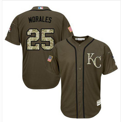 Royals #25 Kendrys Morales Green Salute to Service Stitched MLB Jersey