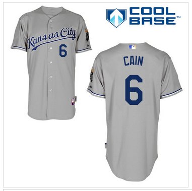 Royals #6 Lorenzo Cain Grey Cool Base Stitched Baseball Jersey