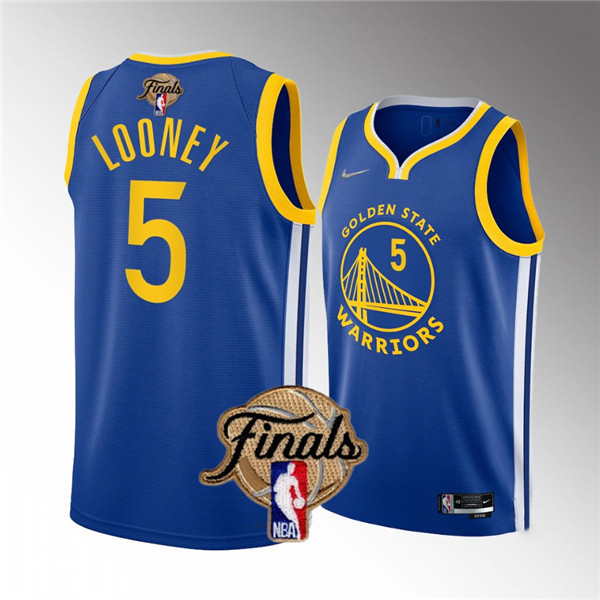 Men's Golden State Warriors #5 Kevon Looney 2022 Blue NBA Finals Stitched Jersey