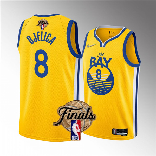 Men's Golden State Warriors #8 Nemanja Bjelica 2022 Yellow NBA Finals Stitched Jersey