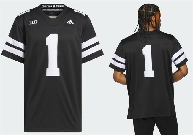 Men's Nebraska Cornhuskers #1 Black Stitched Football Jersey