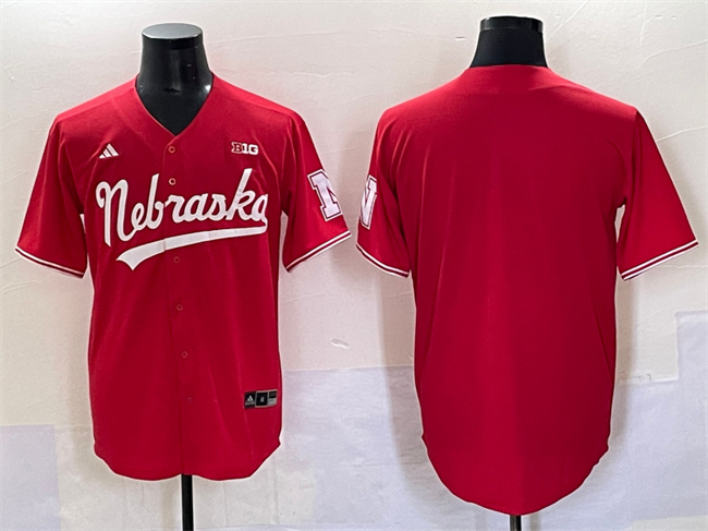Men's Nebraska Huskers Blank Red With Patch Stitched Jersey