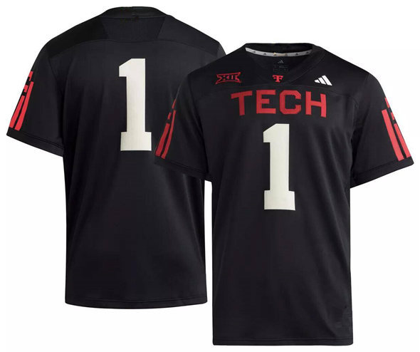 Men's Texas Tech Red Raiders #1 Black Strategy 100 Years Anniversary Jersey Men's Texas Tech Red Raiders #1 Black Strategy 100 Years Anniversary Jersey