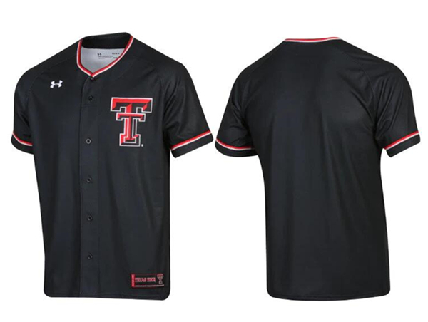 Men's Texas Tech Red Raiders Black Stitched Baseball Jersey Men's Texas Tech Red Raiders Black Stitched Baseball Jersey