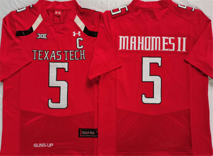 Texas Tech Red Raiders 5 Patrick Mahomes II Red C Patch College Football Jersey_副本 Texas Tech Red Raiders 5 Patrick Mahomes II Red C Patch College Football Jersey_副本