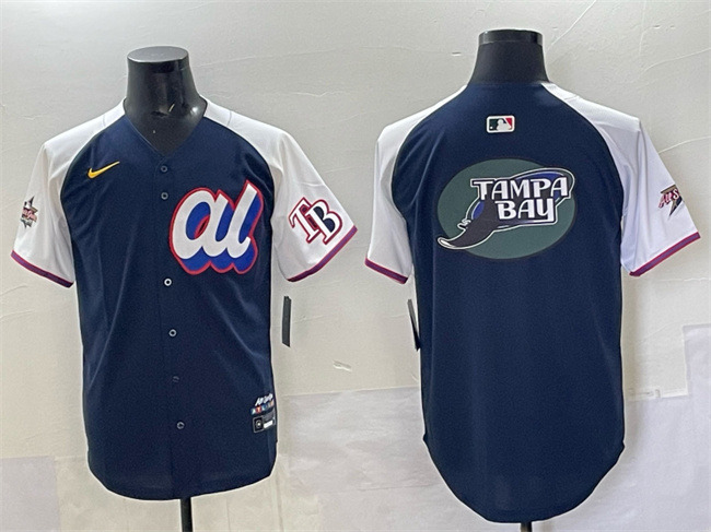 Men's American League Tampa Bay Rays Team Big Logo Navy Alternate 2025 All-Star Edition Limited Stitched Baseball Jersey