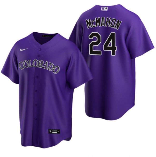 Men's Colorado Rockies #24 Ryan McMahon Purple Stitched Baseball Jersey Men's Colorado Rockies #24 Ryan McMahon Purple Stitched Baseball Jersey