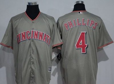 Reds #4 Brandon Phillips Grey New Cool Base Stitched MLB Jersey Reds #4 Brandon Phillips Grey New Cool Base Stitched MLB Jersey