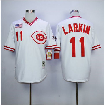 Mitchell And Ness 1990 Cincinnati Reds #11 Barry Larkin White Throwback Stitched MLB Jersey Mitchell And Ness 1990 Cincinnati Reds #11 Barry Larkin White Throwback Stitched MLB Jersey