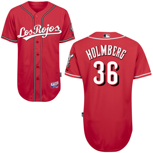 Cincinnati Reds #36 Holmberg Authentic Personalized Alternate Los Rojos red Jersey