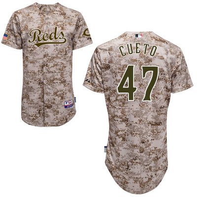 Cincinnati Reds #47 Cueto Authentic Personalized Alternate Camo Jersey