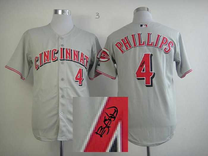 mlb jerseys cincinnati reds #4 phillips grey Signed Jersey mlb jerseys cincinnati reds #4 phillips grey Signed Jersey