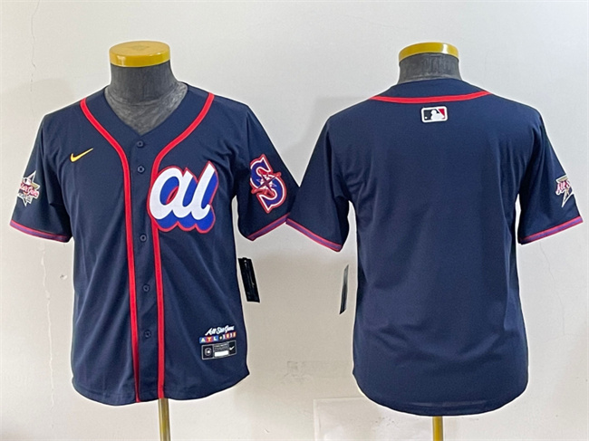 Women's American League Seattle Mariners Blank Navy 2025 All-Star Edition Limited Stitched Baseball Jersey(Run Small)