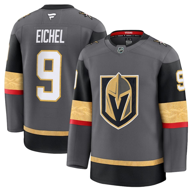 Men's Vegas Golden Knights Grey #9 Jack Eichel 2024-25 Alternate Stitched Hockey Jersey Men's Vegas Golden Knights Grey #9 Jack Eichel 2024-25 Alternate Stitched Hockey Jersey