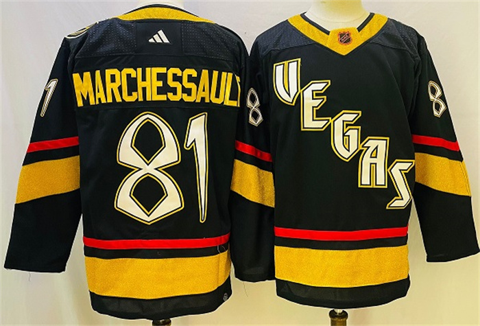 Men's Vegas Golden Knights #81 Jonathan Marchessault Black 2022-23 Reverse Retro Stitched Jersey Men's Vegas Golden Knights #81 Jonathan Marchessault Black 2022-23 Reverse Retro Stitched Jersey