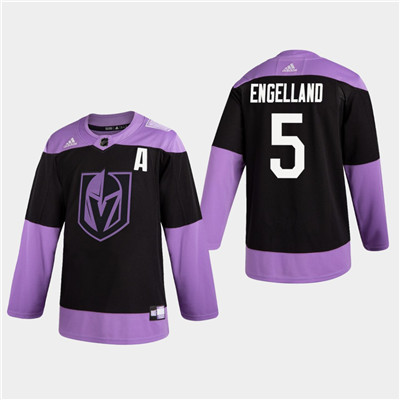 Men's Golden Knights #5 Deryk Engelland Hockey Fights Cancer Practice Jersey