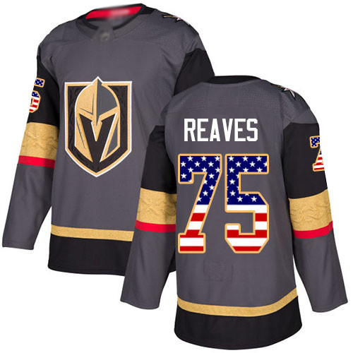 Golden Knights #75 Ryan Reaves Grey Home Authentic USA Flag Stitched Hockey Jersey Golden Knights #75 Ryan Reaves Grey Home Authentic USA Flag Stitched Hockey Jersey