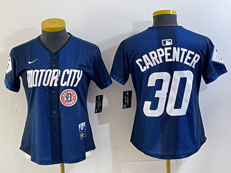 Women's Detroit Tigers #30 Kerry Carpenter 2024 Navy City Connect Cool Base Limited jerseys 1