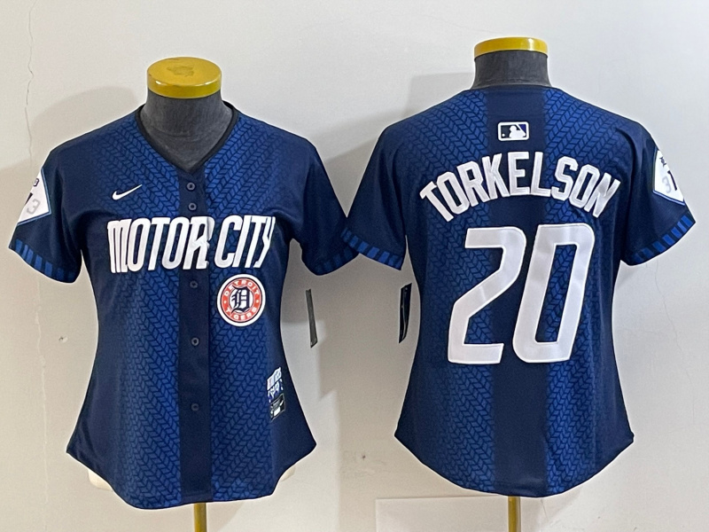 Women's Detroit Tigers #20 Spencer Torkelson 2024 Navy City Connect Cool Base Limited Stitched Baseball Jersey(Run Small) 3
