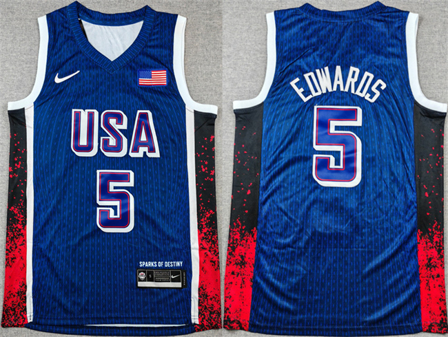 Men's USA Basketball Active Player Custom Navy 2024 Olympics Stitched Jersey