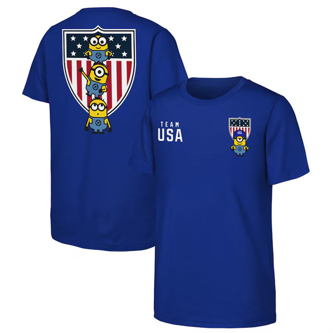 Men's USA Basketball Minions Flag Logo Royal T-Shirt(Run Small)