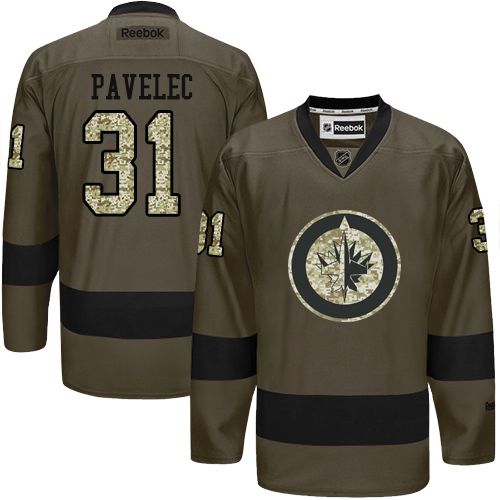 Jets #31 Ondrej Pavelec Green Salute to Service Stitched NHL Jersey Jets #31 Ondrej Pavelec Green Salute to Service Stitched NHL Jersey