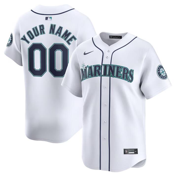 Men's Seattle Mariners Active Player Custom White Home Limited Stitched Jersey Men's Seattle Mariners Active Player Custom White Home Limited Stitched Jersey
