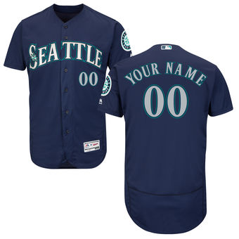 Men's Seattle Mariners Majestic Alternate Navy Flex Base Authentic Collection Custom Jersey Men's Seattle Mariners Majestic Alternate Navy Flex Base Authentic Collection Custom Jersey