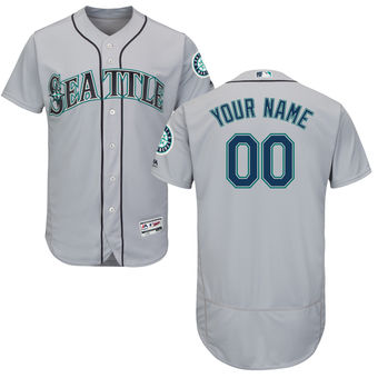 Men's Seattle Mariners Majestic Road Gray Flex Base Authentic Collection Custom Jersey Men's Seattle Mariners Majestic Road Gray Flex Base Authentic Collection Custom Jersey