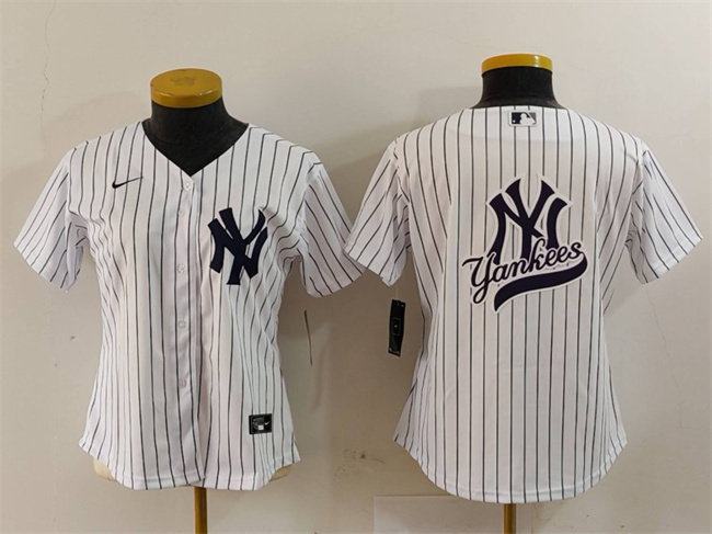 Women's New York Yankees White Team Big Logo Cool Base Stitched Jersey(Run Small) 2