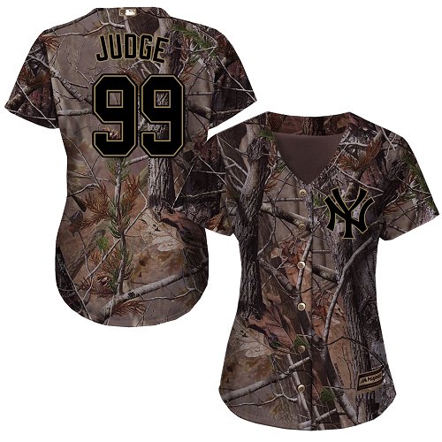 Yankees #99 Aaron Judge Camo Realtree Collection Cool Base Women's Stitched Baseball Jersey