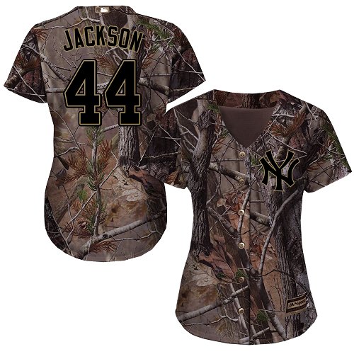 Yankees #44 Reggie Jackson Camo Realtree Collection Cool Base Women's Stitched Baseball Jersey