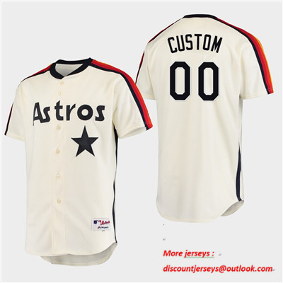 Men's Custom Houston Astros Custom Oilers vs. Astros Cream Cooperstown Collection Jersey