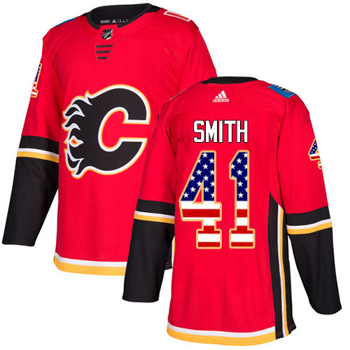 Adidas Flames #41 Mike Smith Red Home Authentic USA Flag Stitched NHL Jersey Adidas Flames #41 Mike Smith Red Home Authentic USA Flag Stitched NHL Jersey