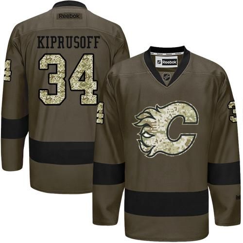 Adidas Flames #34 Miikka Kiprusoff Green Salute to Service Stitched NHL Jersey