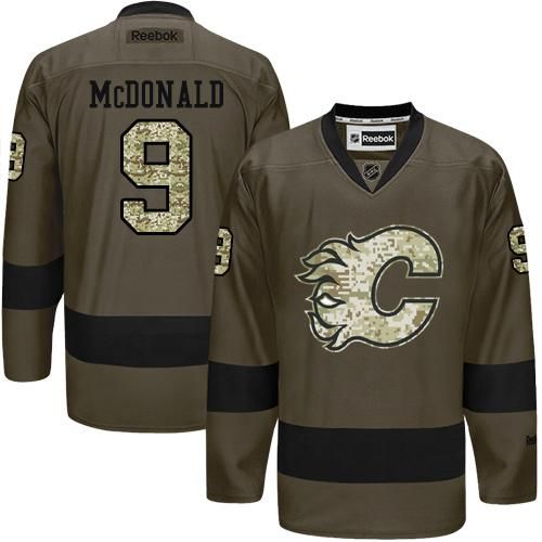 Flames #9 Lanny McDonald Green Salute to Service Stitched NHL Jersey Flames #9 Lanny McDonald Green Salute to Service Stitched NHL Jersey