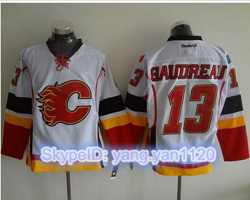 Calgary Flames #13 Johnny Gaudreau White Stitched NHL Jersey Calgary Flames #13 Johnny Gaudreau White Stitched NHL Jersey