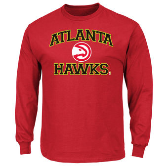 Men's Atlanta Hawks Majestic Red Heart and Soul Long Sleeve T-Shirt Men's Atlanta Hawks Majestic Red Heart and Soul Long Sleeve T-Shirt