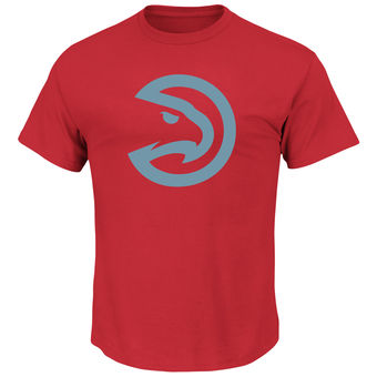 Men's Atlanta Hawks Majestic Red Reflective Tek Patch T-Shirt Men's Atlanta Hawks Majestic Red Reflective Tek Patch T-Shirt