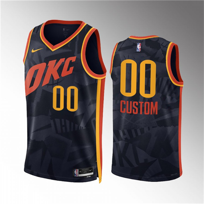 Men's Oklahoma City Thunder Active Player Custom Black 2023 24 City Edition Stitched Basketball Jersey